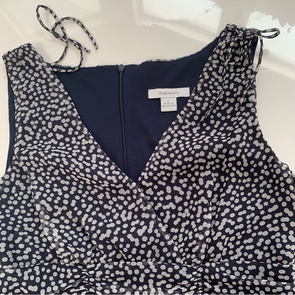 DRESS BARN polka dot sleeveless v neck fit and flare midi dress spring summer - Picture 7 of 9